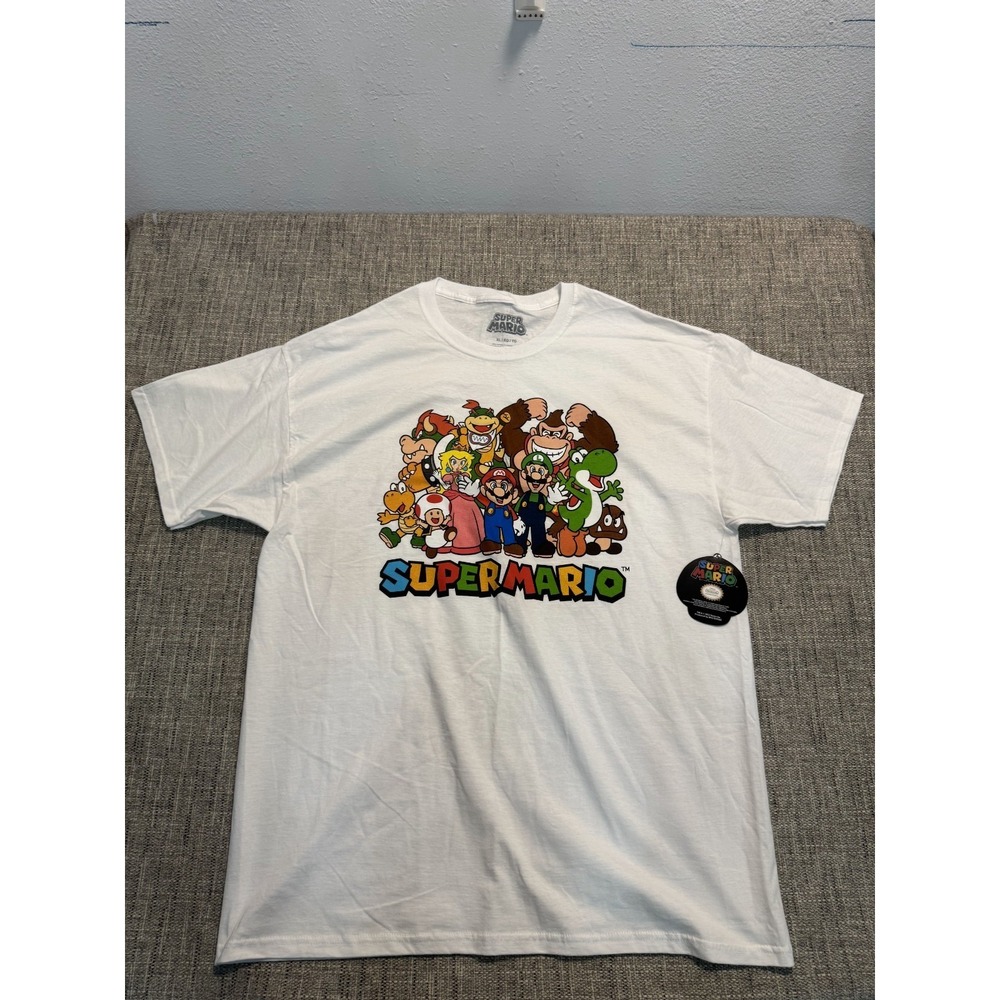 Nintendo Super Mario Bros T-Shirt Men Size XL White 100% Cotton Character Print